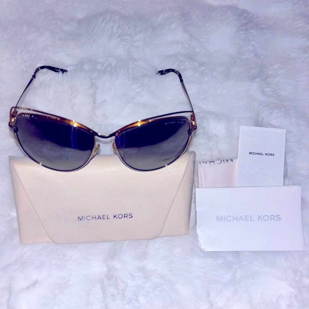 Michael Kors Black and Gold Sunglasses with Aviator Lenses